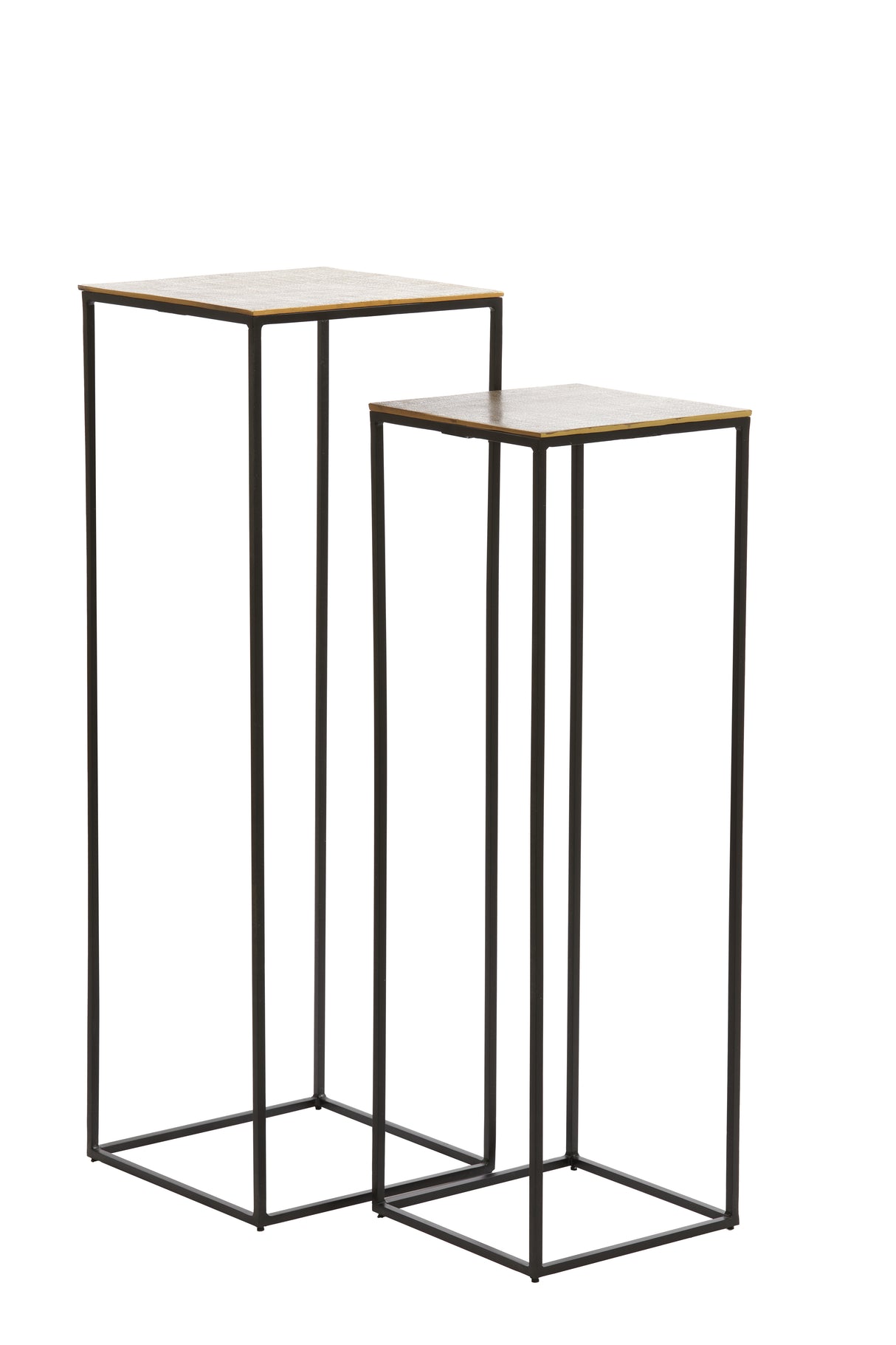 Antique Bronze and Black Pillar Set - 25x25x80 & 30x30x90.5 cm