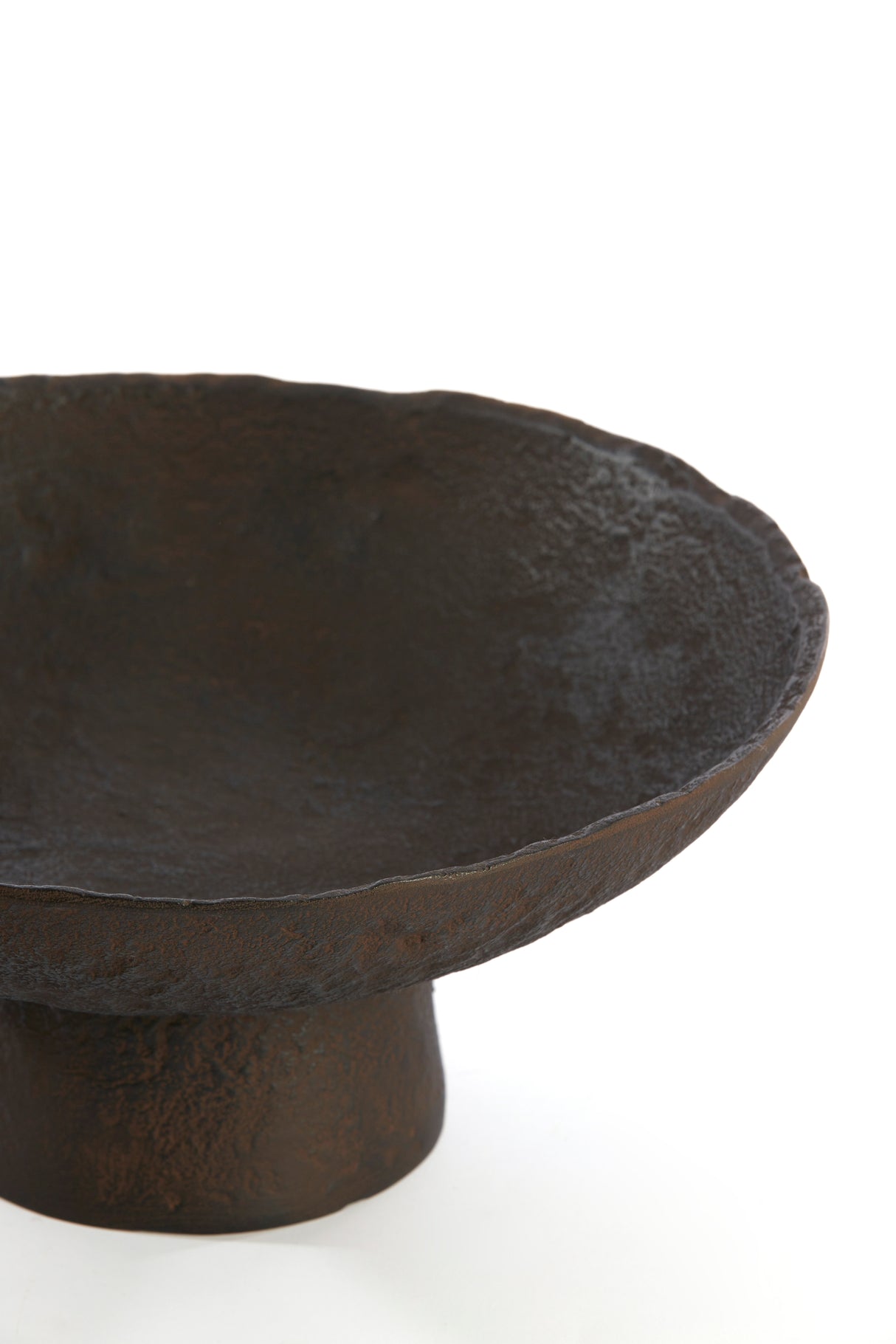 Rustic Elegance: 31cm Dark Brown Ota Dish with Base