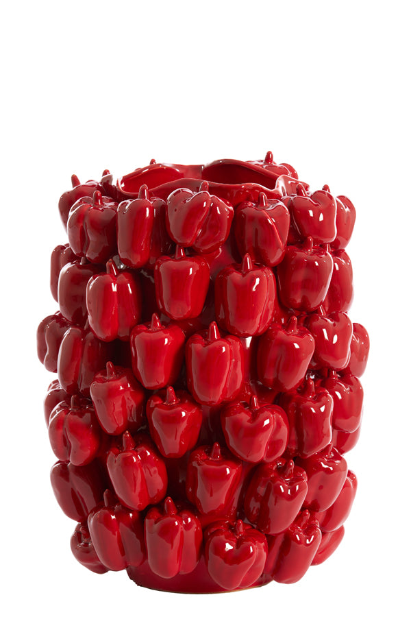 Shiny Red Ceramic Bellpepper Vase 35x33x47cm Decorative Piece