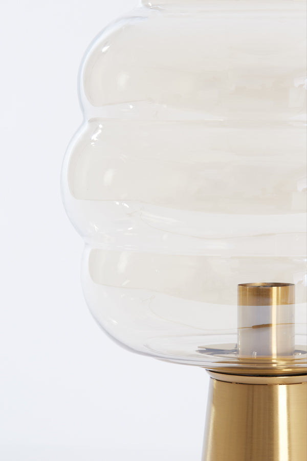 Artisan Amber Mist Glass Table Lamp with Gold Accents