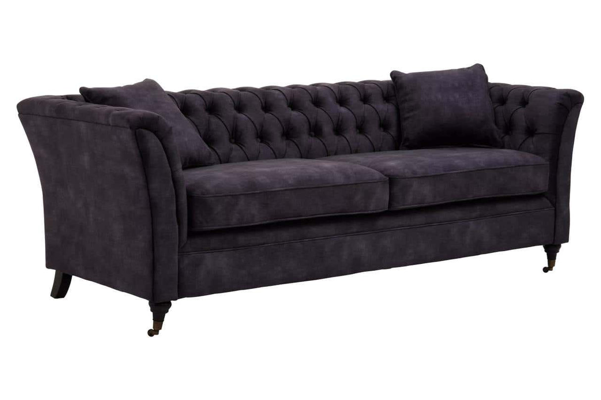 Sabrina Three Seat Grey Velvet Sofa