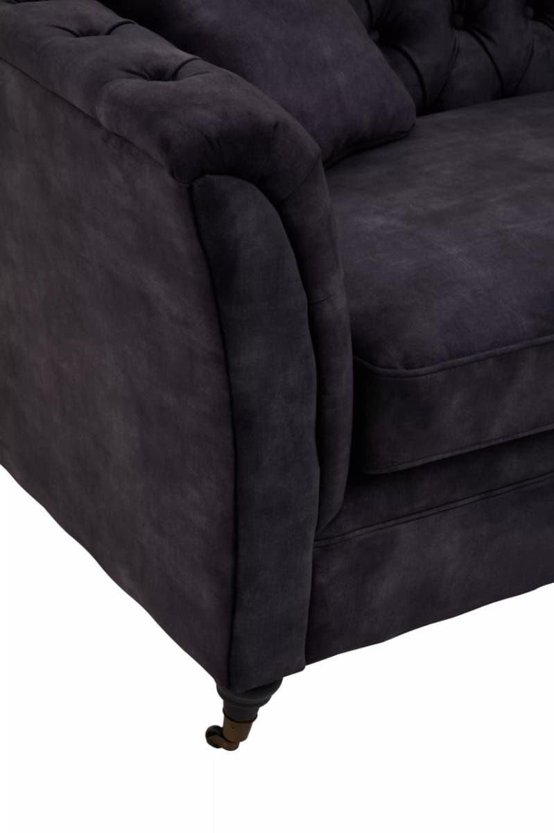 Sabrina Three Seat Grey Velvet Sofa