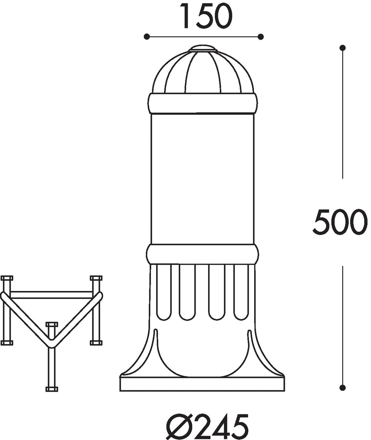 Sauro 500 11W E27 LED CCT, Bollard, Black/Clear/Alum Louvre