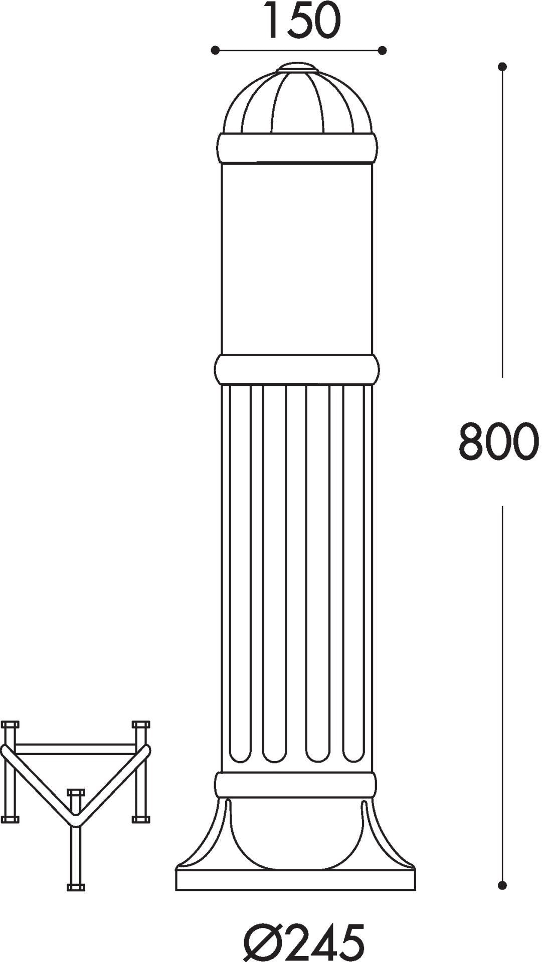 Sauro 800 11W E27 LED CCT, Bollard, Black/Clear/Alum Louvre