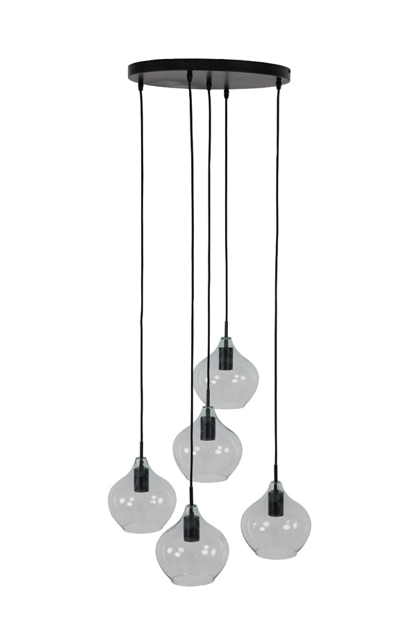 Elegant 5-Light Chandelier Ø61x66 cm Rakel - Matte Black & Clear Glass