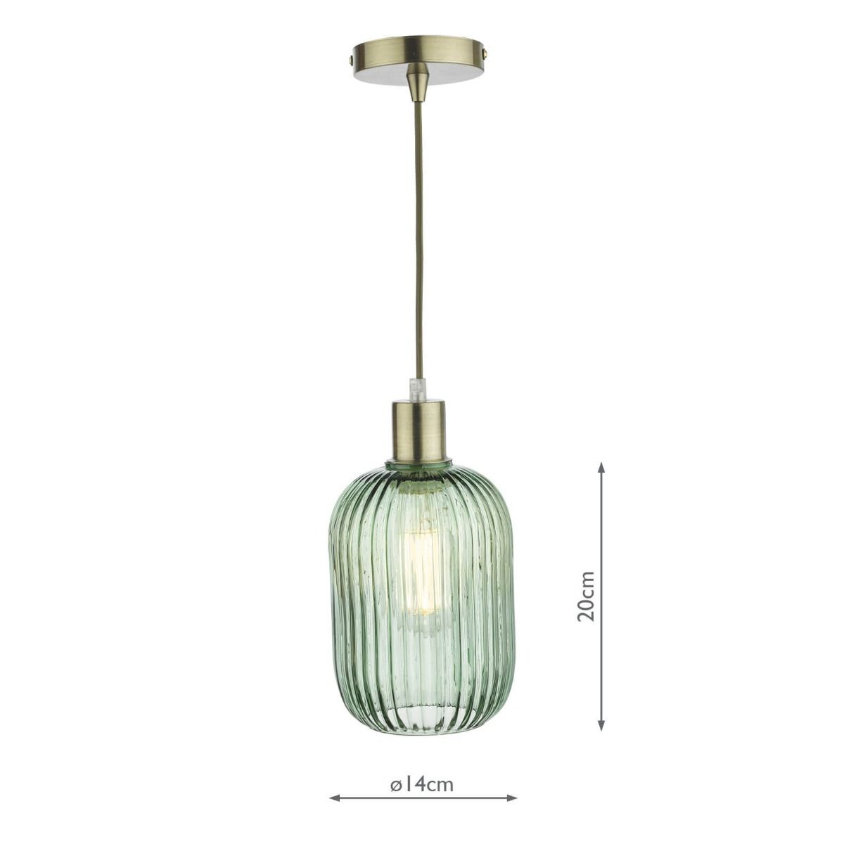 Sawyer Easy Fit Pendant Green Ribbed Glass