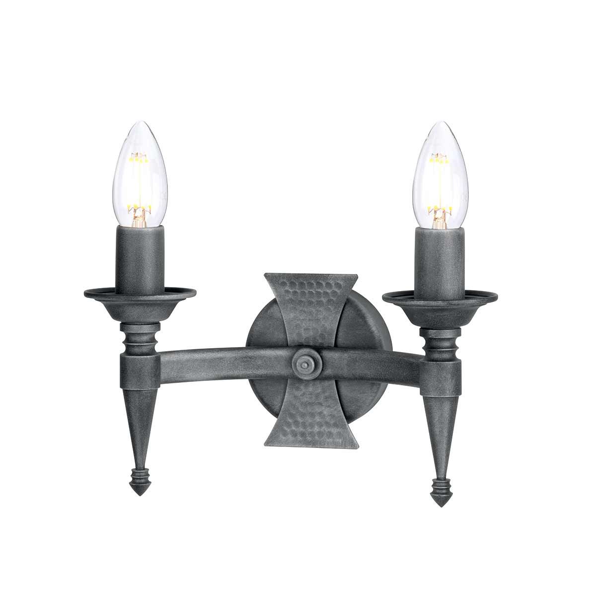 Saxon Dual Candle-Style Black/Silver Wall Sconce