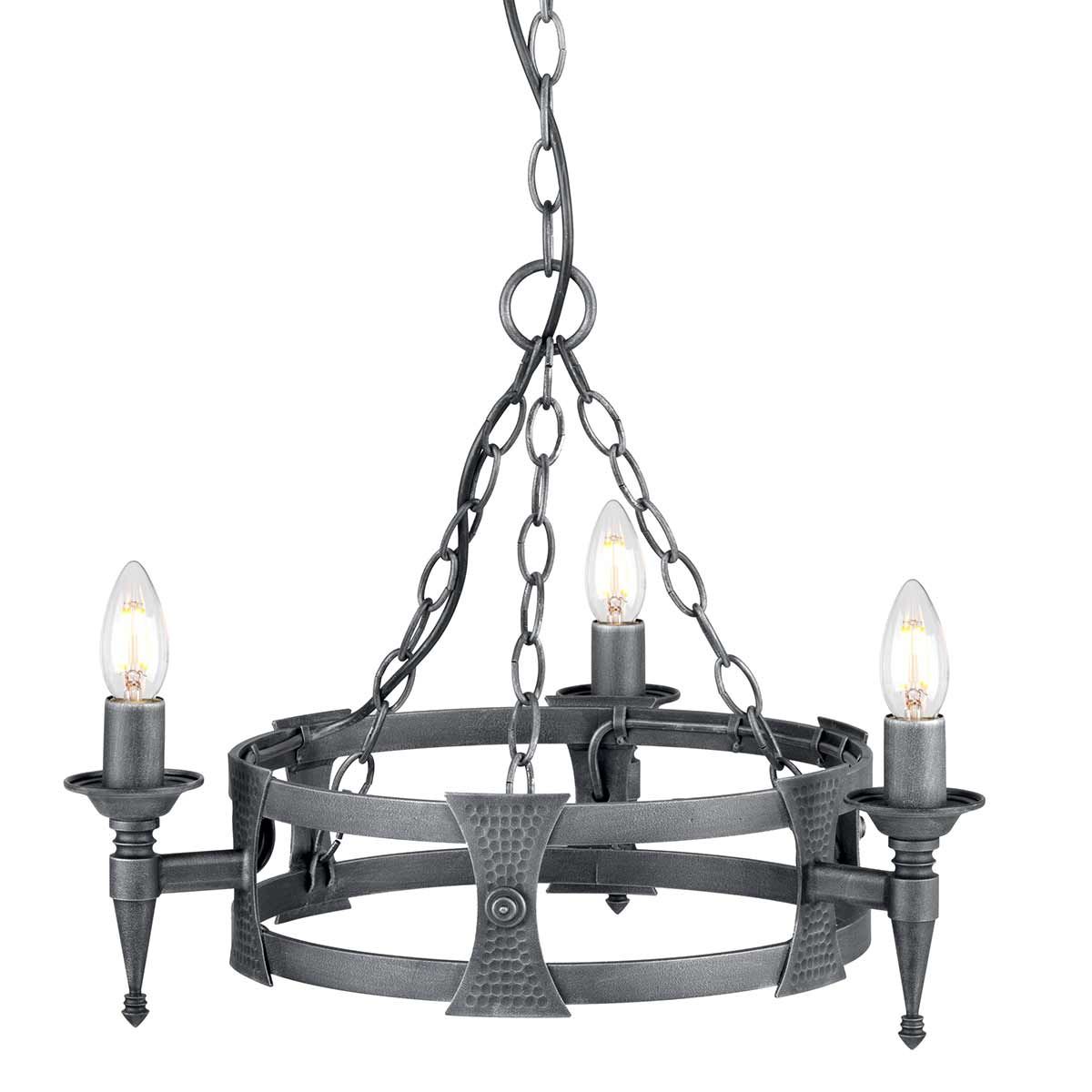 Black & Silver Saxon 3-Light Wrought Iron Elegance Chandelier