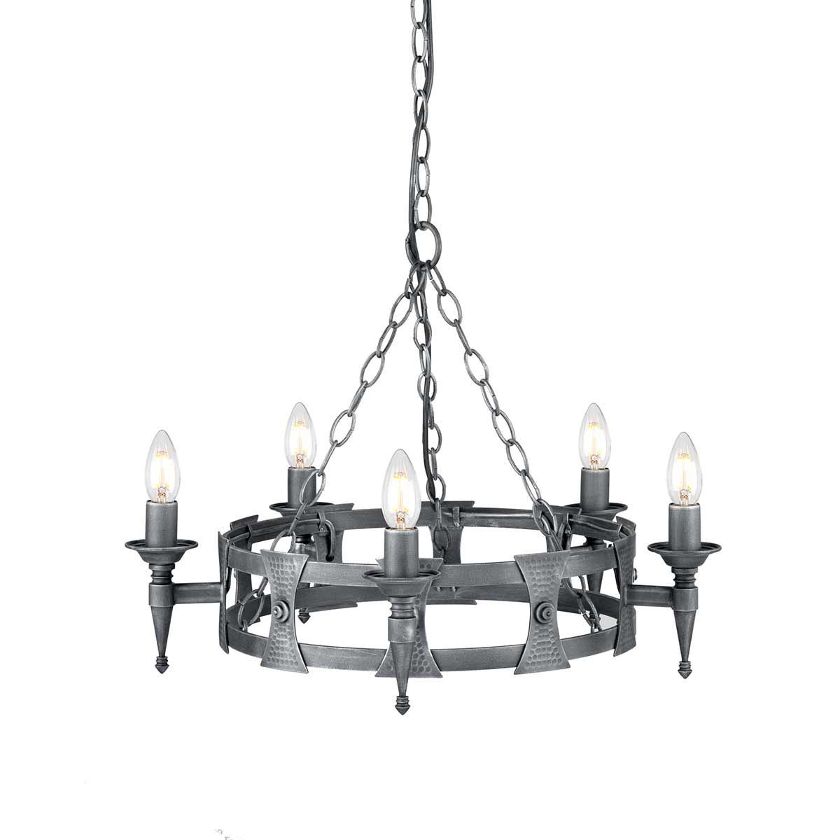 Saxon 5-Light Chandelier in Elegant Black and Silver Finish