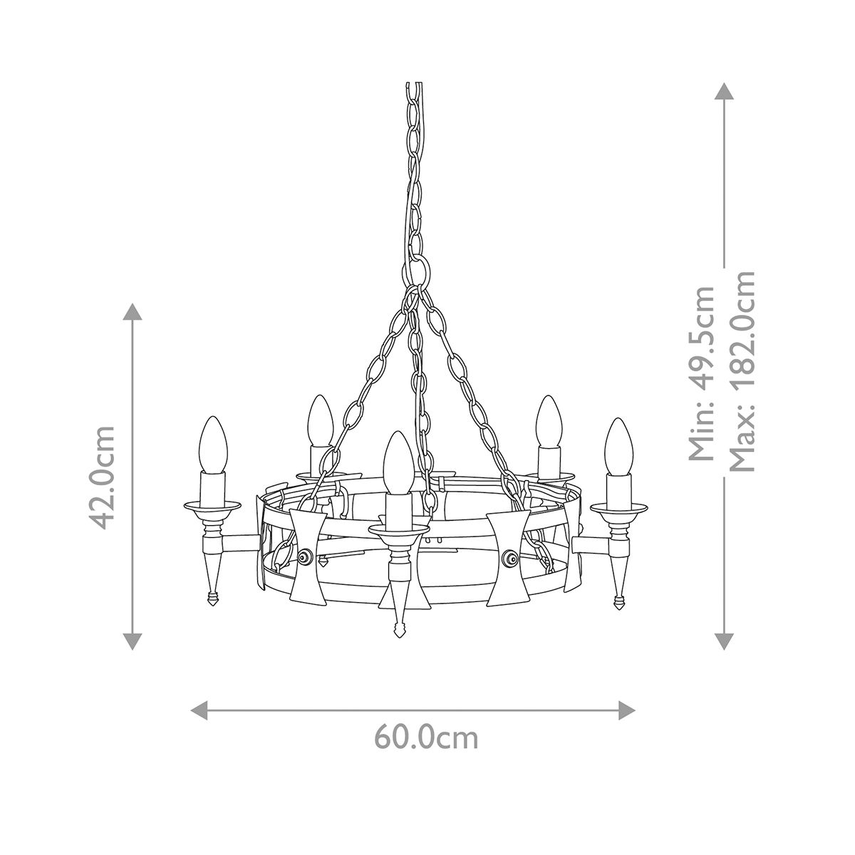 Saxon 5-Light Chandelier in Elegant Black and Silver Finish
