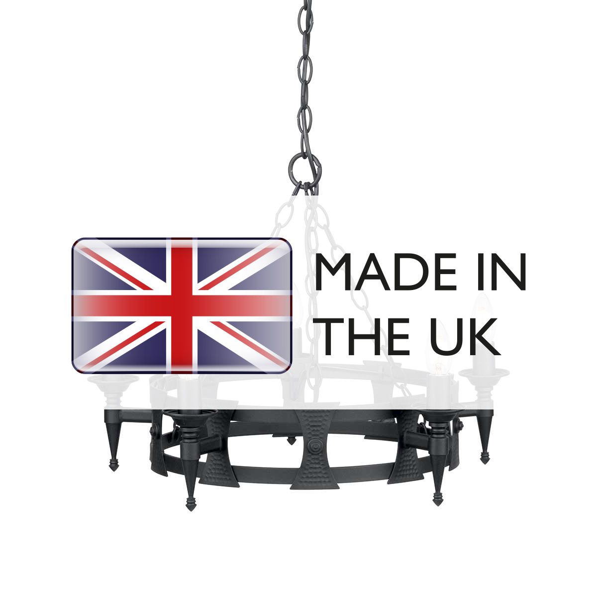 Saxon Wrought Iron Medieval Style Black Chandelier