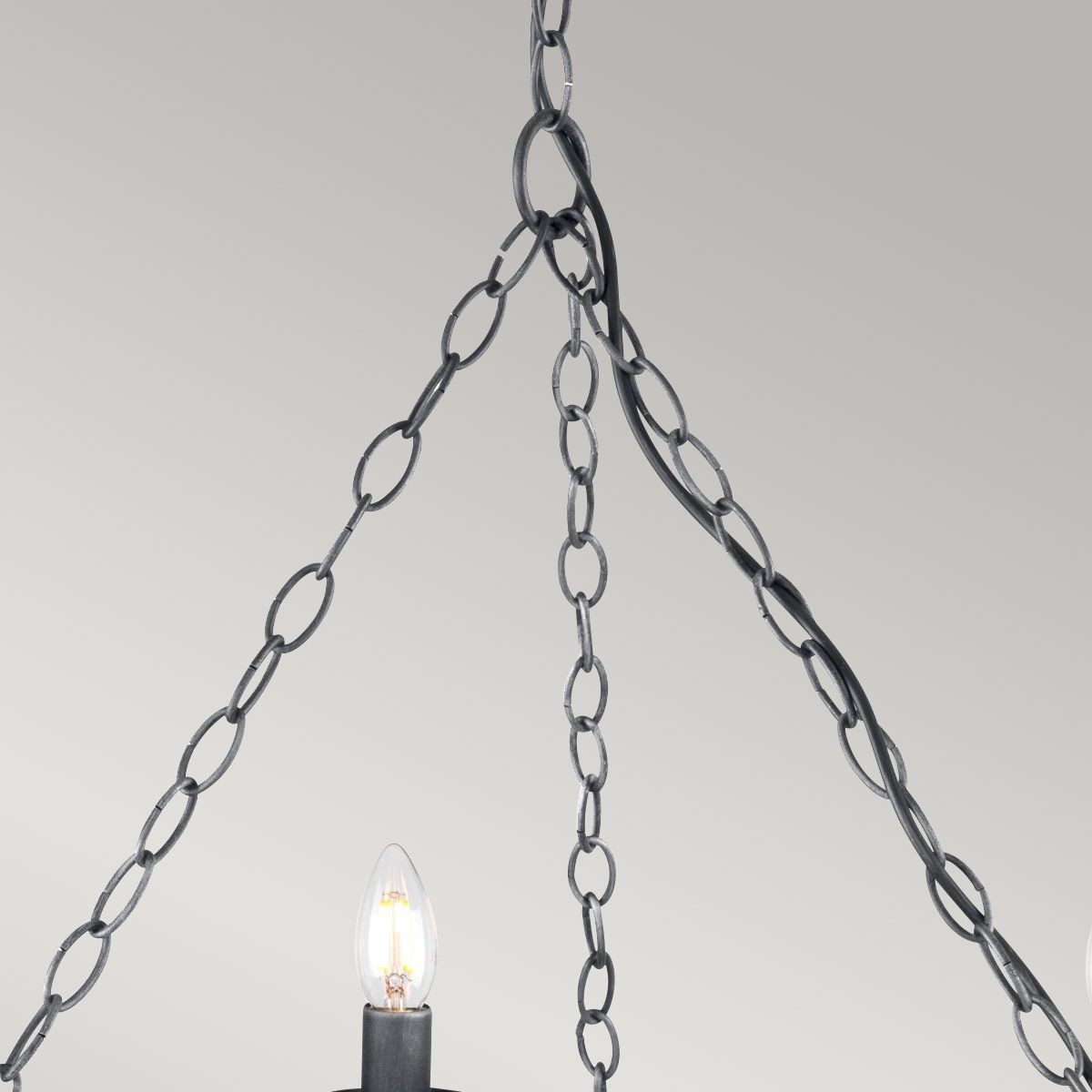 Elegance in Iron: Eight-Light Saxon Chandelier in Black and Silver