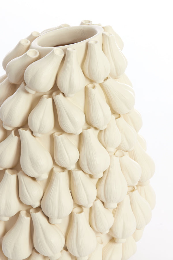 Garlic Cream Decorative Vase - 27x26.5x33 cm