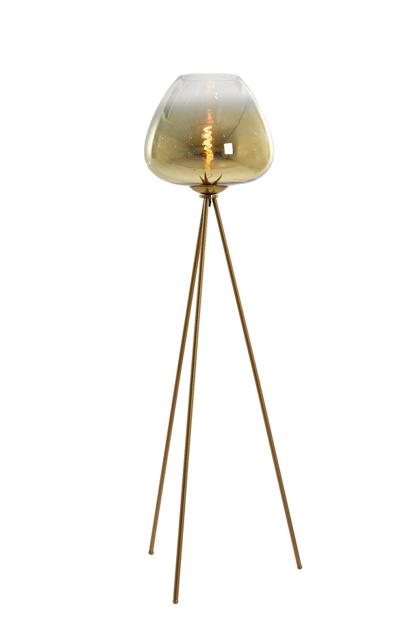 Elegant Gold-Clear Glass Tripod Floor Lamp 146 cm - Mayson Design