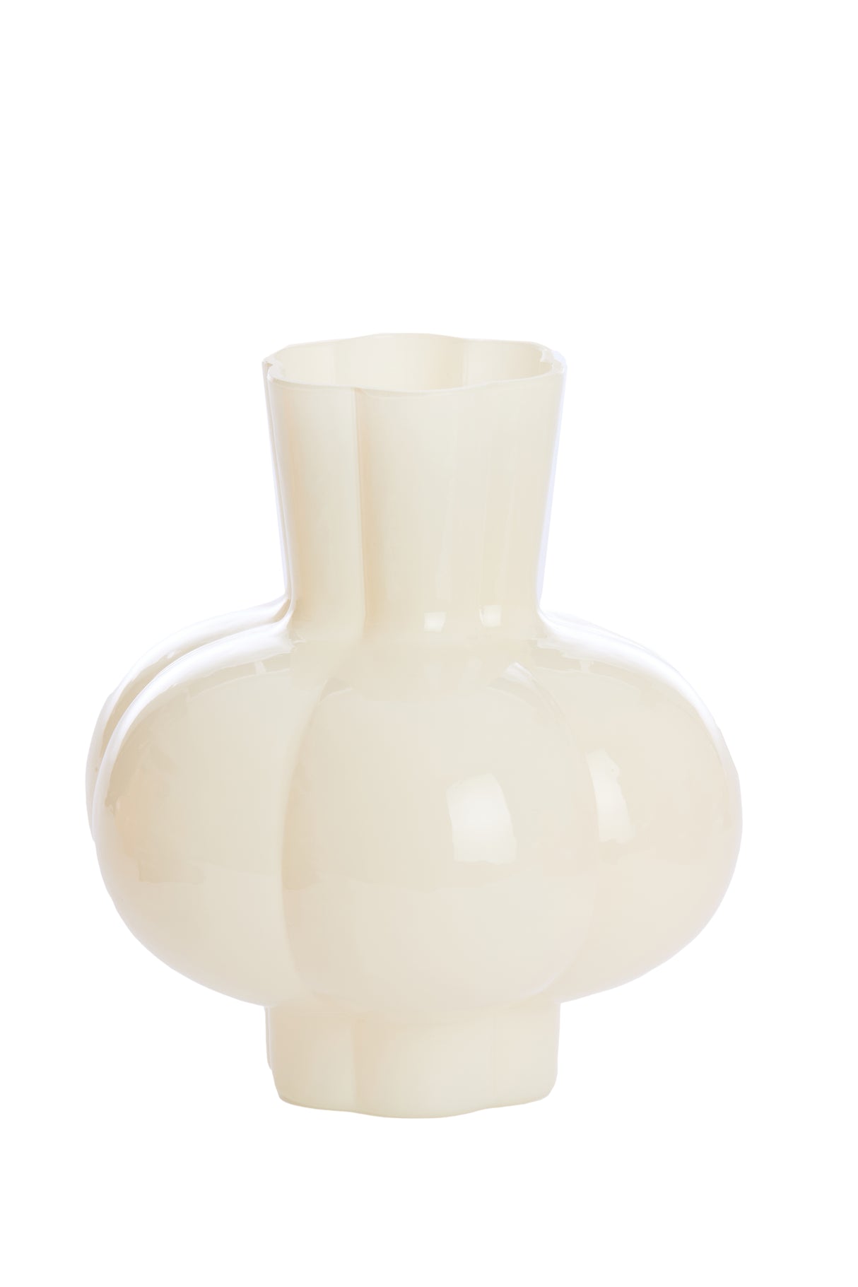 Elegant Cream Glass Vase - Kortosi Collection Ø22.5x24 cm