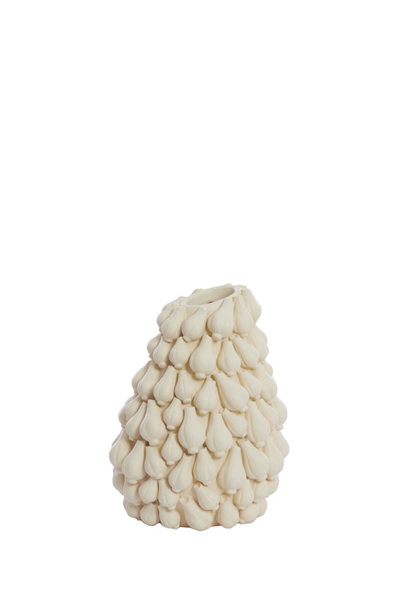 Garlic Cream Decorative Vase - 27x26.5x33 cm