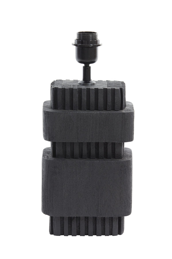 Elegant Sakura Wood Lamp Base, 17x13x37 cm, Matte Black Finish