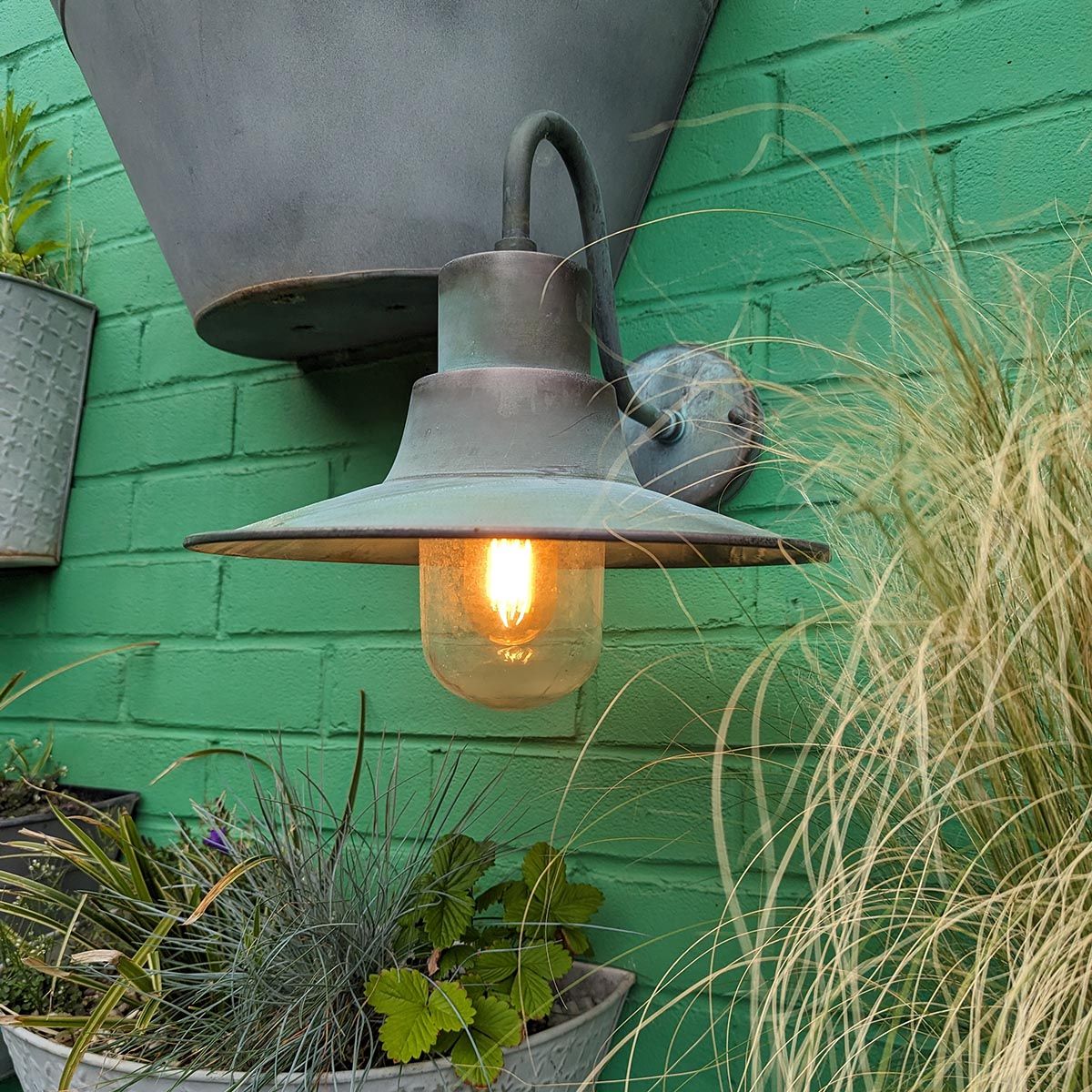 Sheldon Verdigris Coastal Brass Wall Lantern