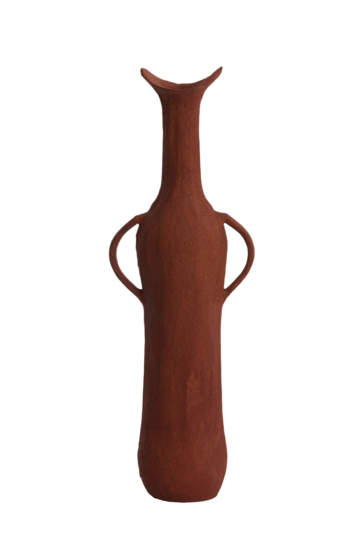 Contemporary Brick Red Anconi Vase - Dimensions: 17x11x50.5 cm