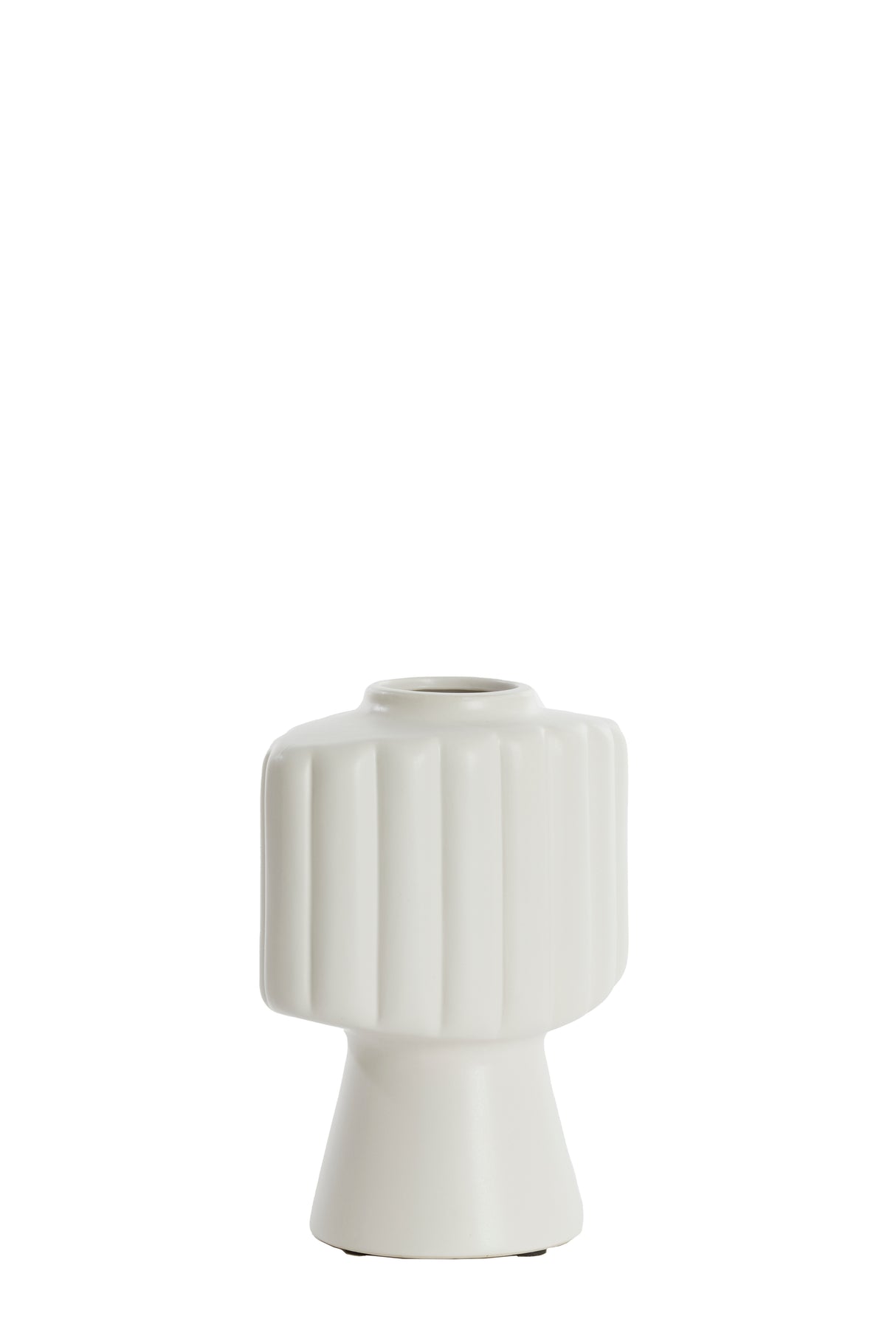 Elegant Cream Matte Ceramic Vase - Gandara Design, 22.5x14.5x28.5 cm