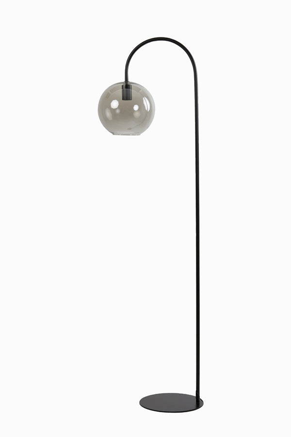 Elegant Floor Lamp with Matt Black Frame and Smoked Glass Elements, 45x28x158 cm