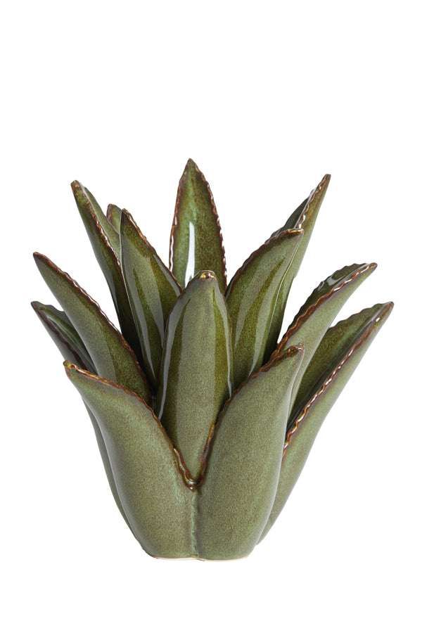 Cactus Ceramic Tealight Holder in Deep Forest Green - Ø24.5x23 cm