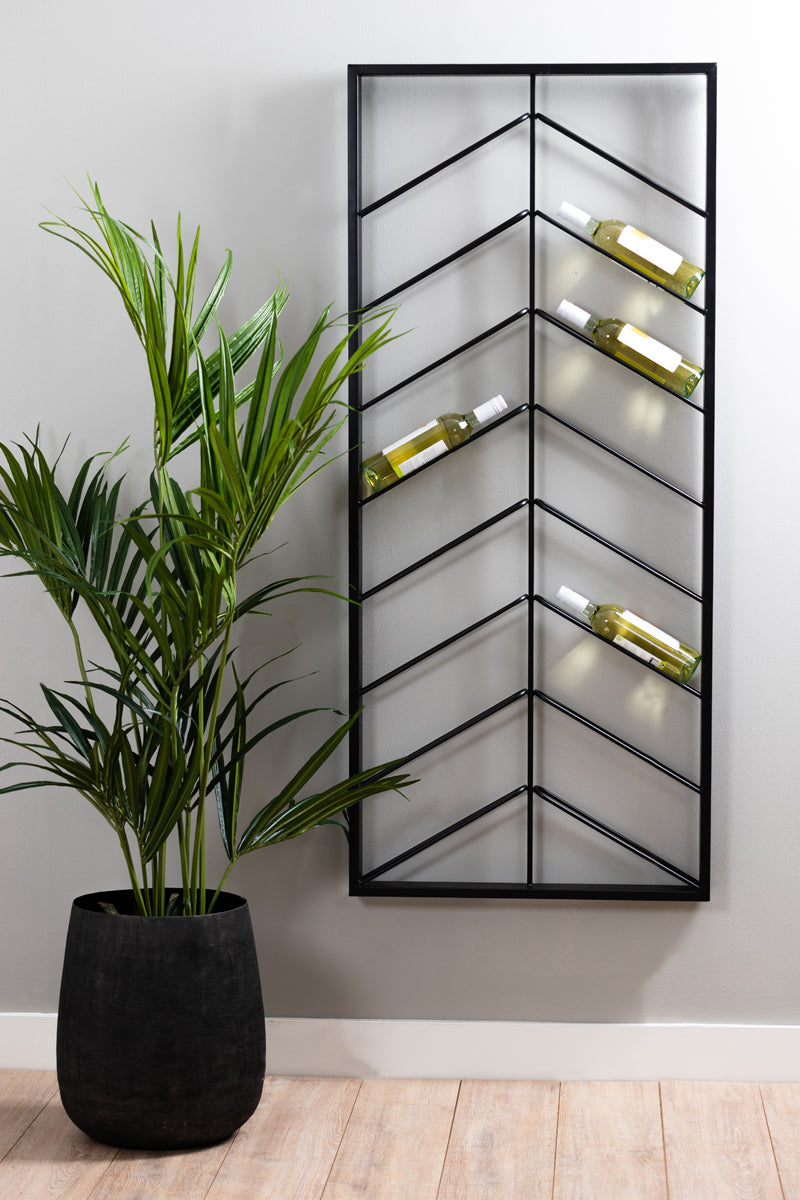 16-Bottle Black Malbeo Wine Rack, 70x6x160 cm