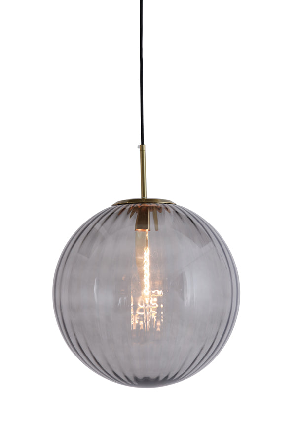 Elegant 40 cm Glass Pendant Lamp in Light Grey and Gold