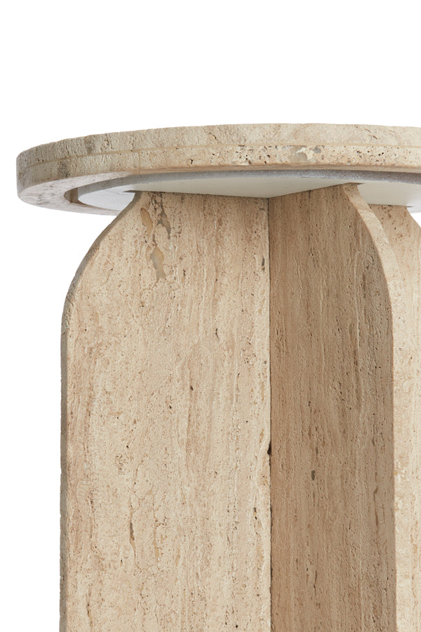 Otinia Travertine Sand Round Side Table Ø41x56 cm