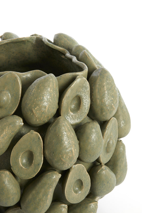 Elegant Olive Green Ceramic Vase - 36x35.5x31.5 cm