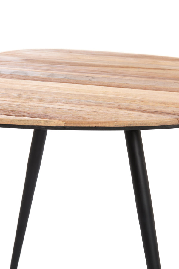 Set of 2 Rustic Coffee Tables - Natural Viejo Wood & Black Finish, Sizes 84x39x34cm & 84x39x39cm