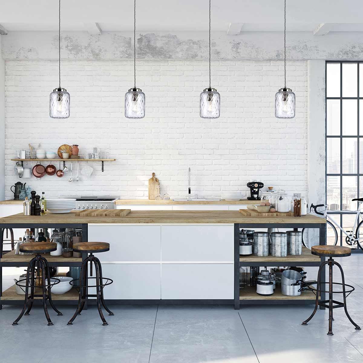 Elegant Polished Nickel Glass Pendant Light