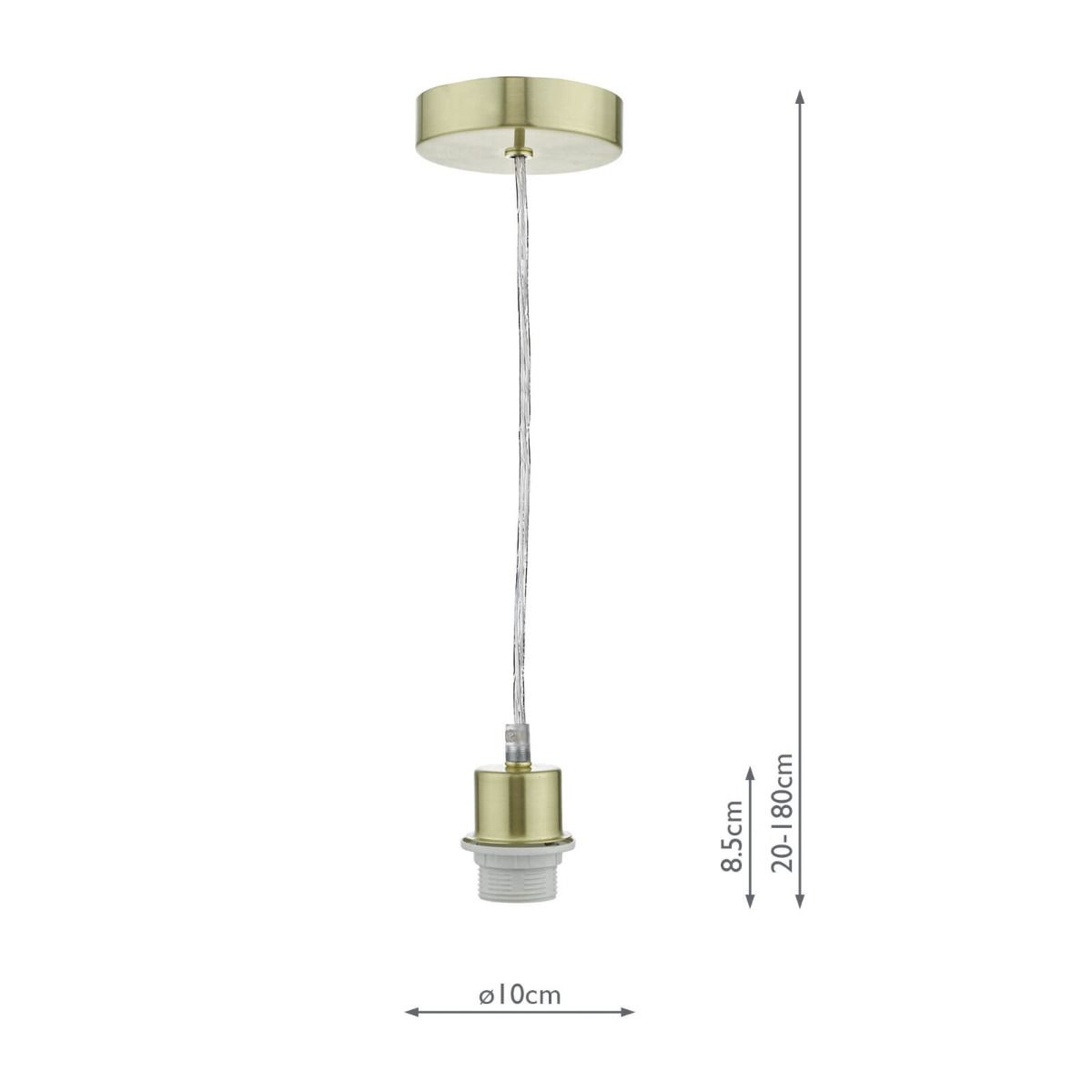 1 Light Satin Brass E27 Suspension With Clear Cable