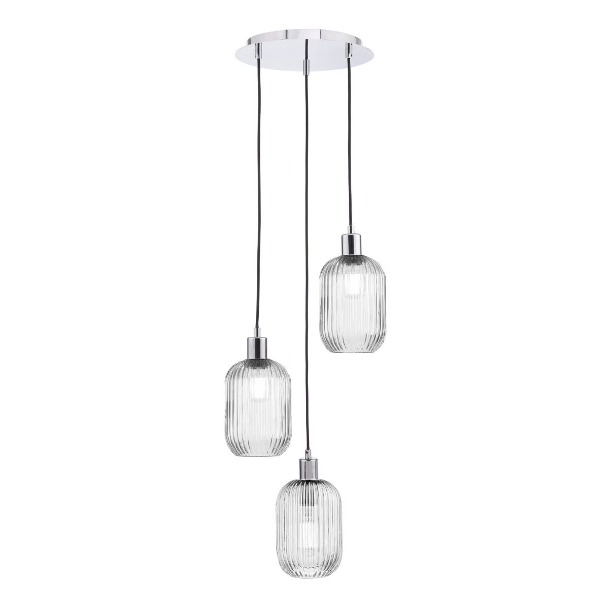 Accessories 3 Light Cluster Pendant Polished Chrome and Ribbed Glass