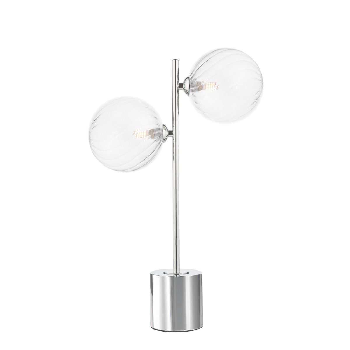 Spiral 2 Light Table Lamp Polished Chrome With Closed Glass