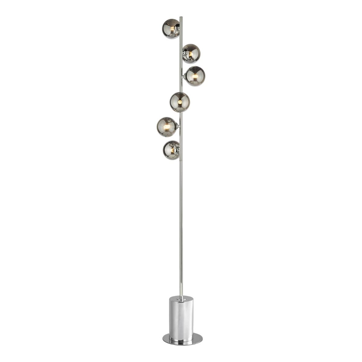 Spiral 6 Light Floor Lamp Polished Chrome With Smoked Glass