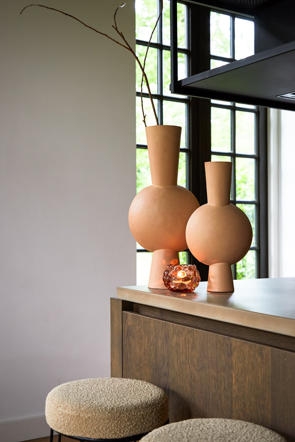 Havana Peach Glass Tealight Holder Ø12.5x8.5 cm