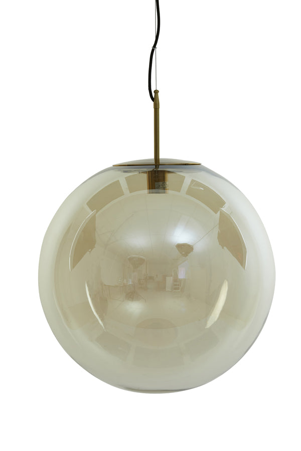 Antique Bronze Medina Pendant Lamp with Amber Glass, 48 cm Diameter