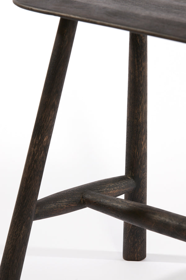 Rustic Wooden Bench with Carved Deer Accents, 90x33x46 cm, Dark Brown Finish