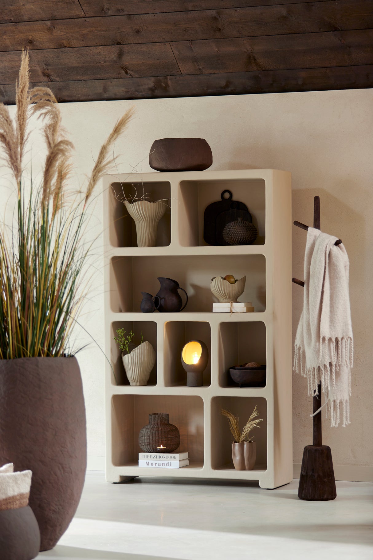 Elegant Nahua Beige Storage Cabinet 110x35x190 cm