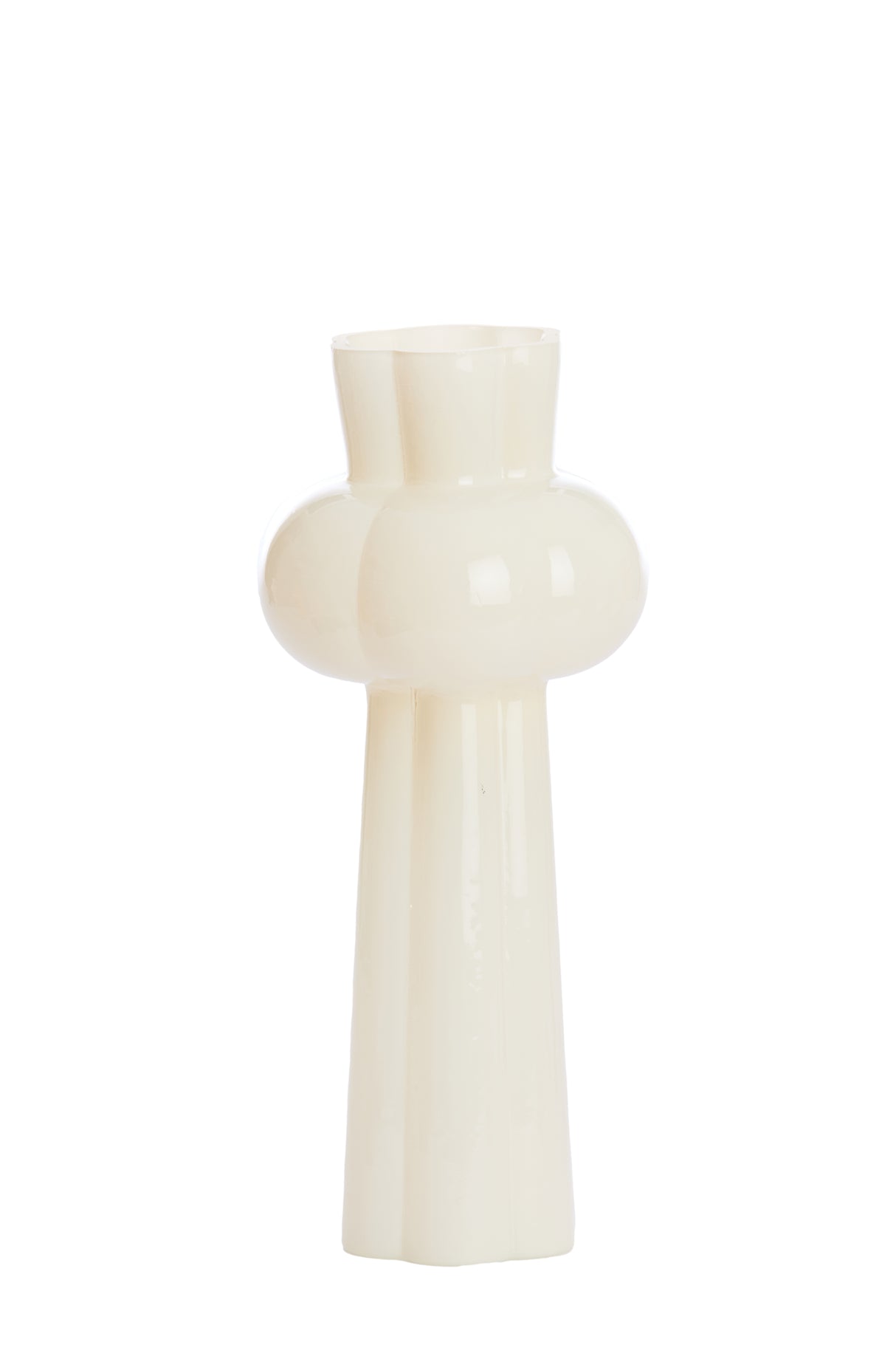 Elegant Ivory Glass Vase - 16x35.5 cm