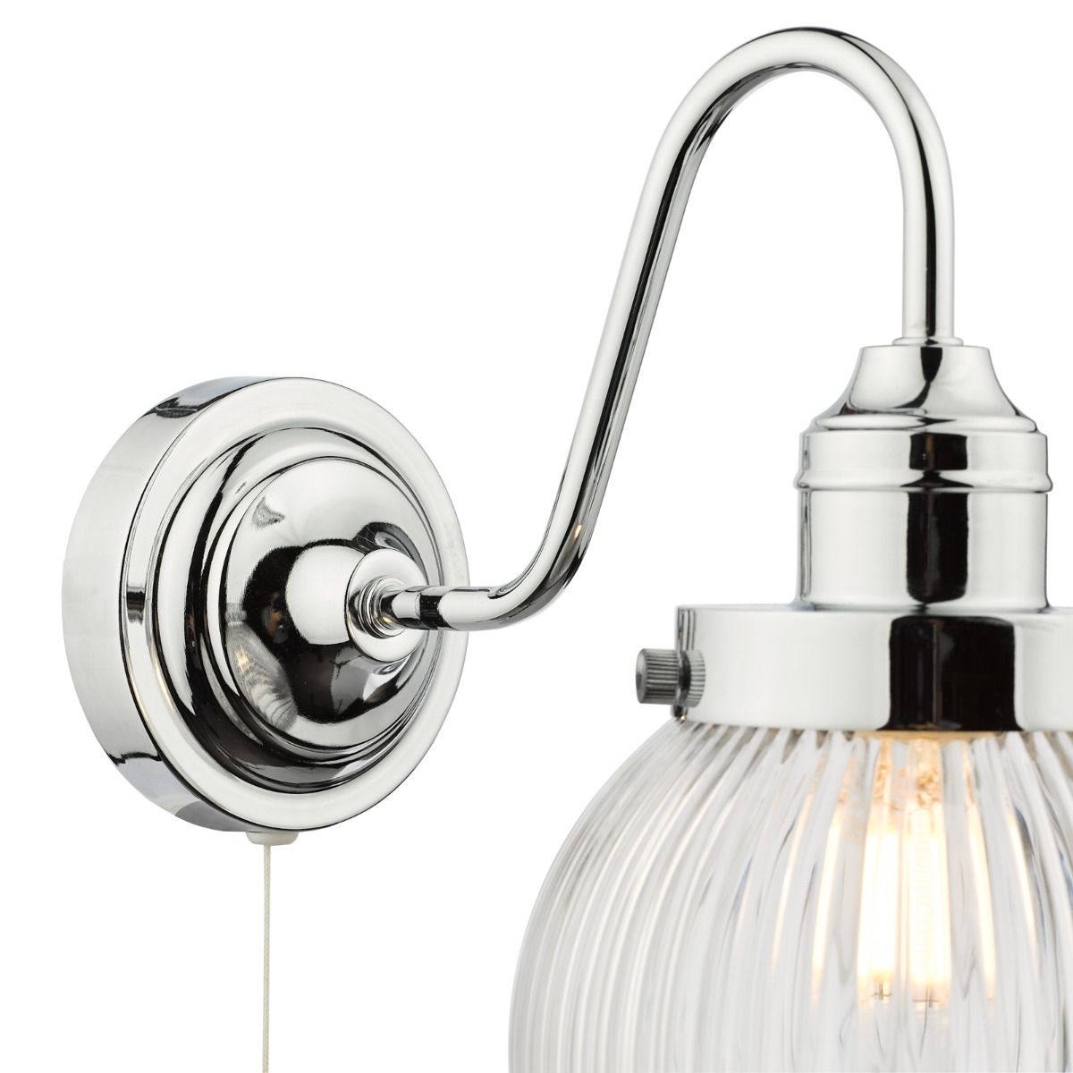Tamara Bathroom Wall Light Polished Chrome Ribbed Glass IP44