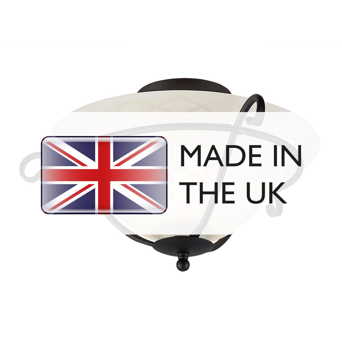 Gothic Scroll Black Flush Mount Light