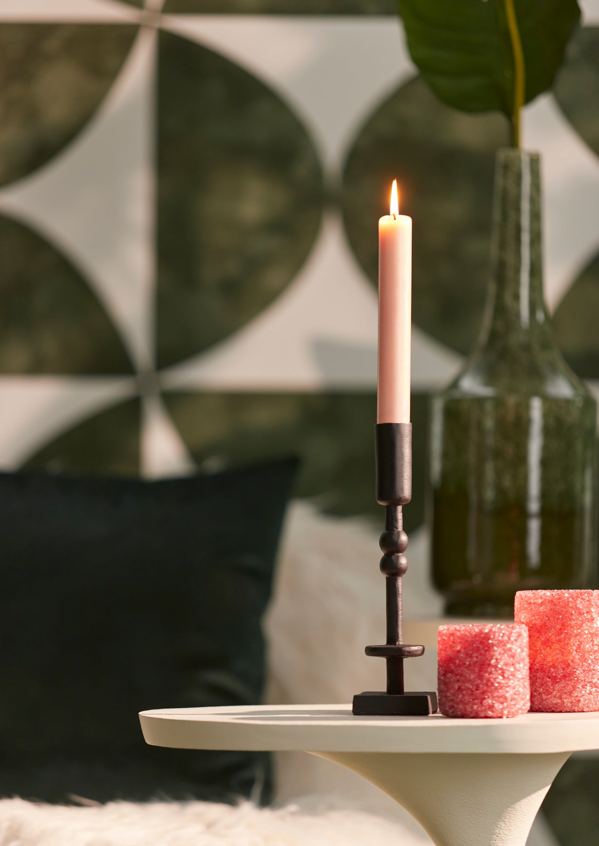 Elegant Kabira Matte Black Candle Holder 6x6x23 cm