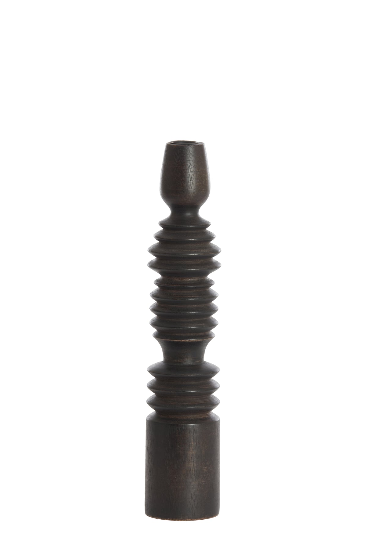 Rustic Elegance: Handcrafted Dark Wood Candle Holder 36cm