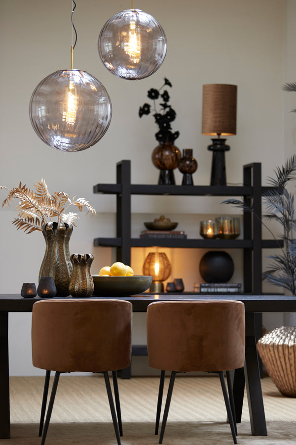 Elegant 40 cm Glass Pendant Lamp in Light Grey and Gold