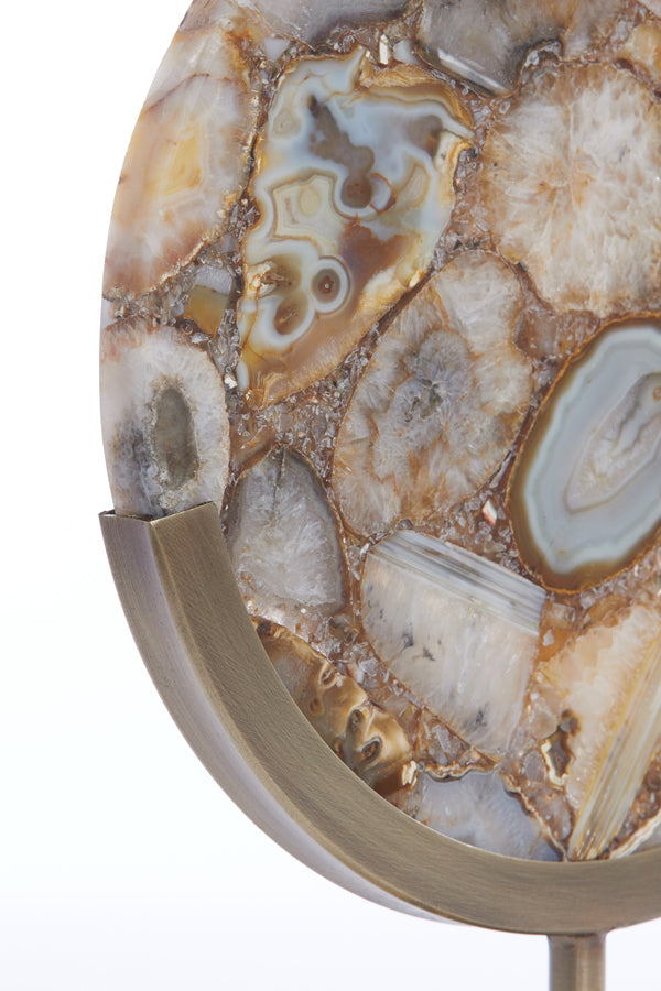 Elegantly Crafted Yellow Agate and Antique Bronze Ornament 25x10x35 cm