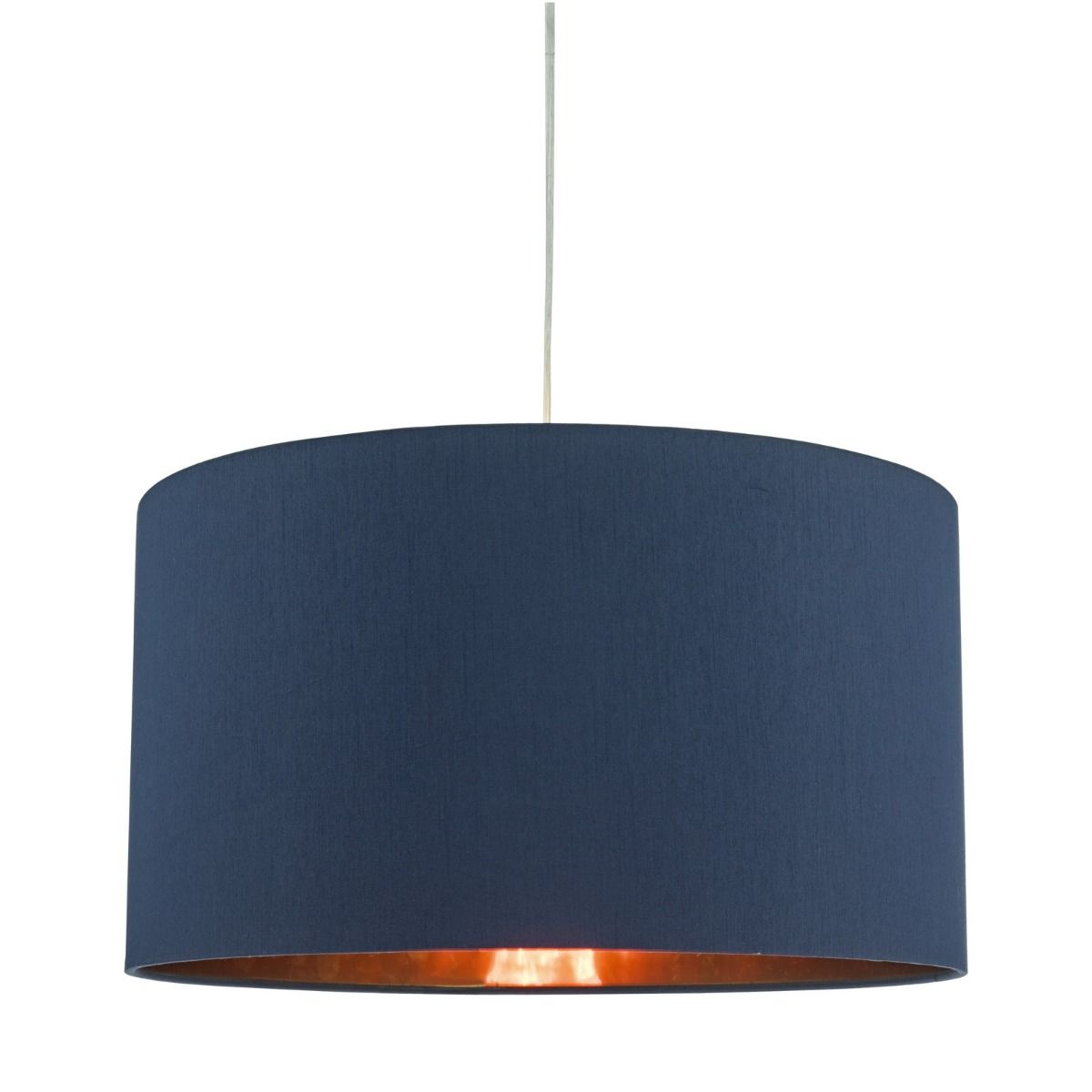 Contemporary Navy Blue Pendant with Copper Interior Finish