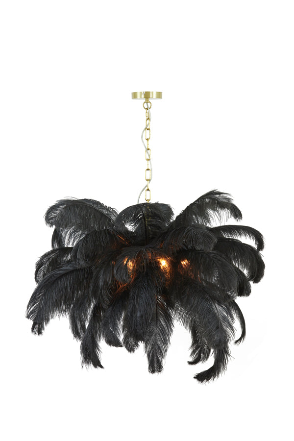 Luxurious Feather Gold & Black Chandelier - E14 Ø80 cm