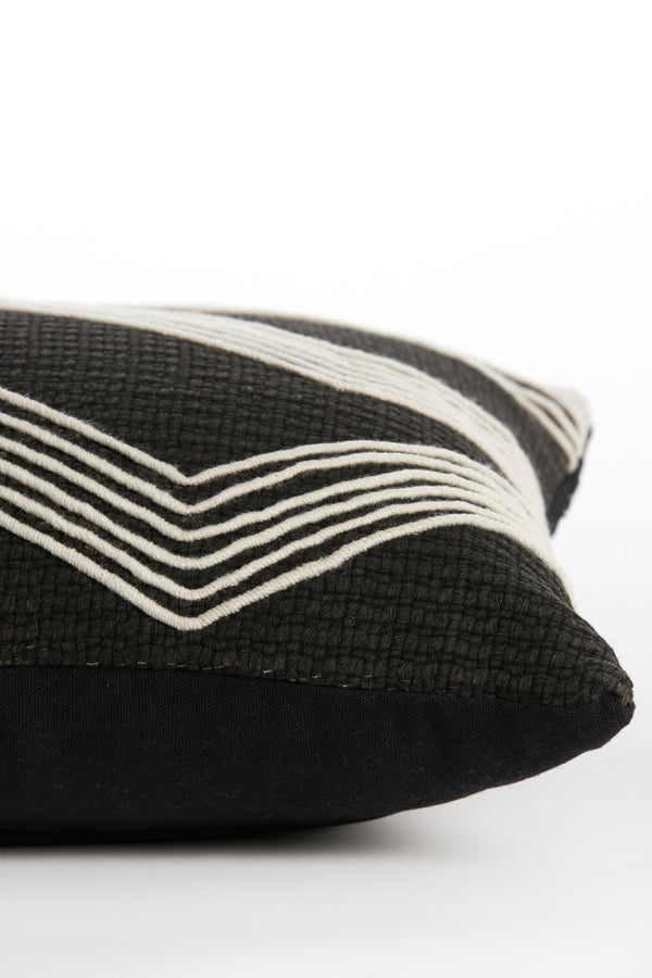 Elegant Duo-Tone Lumbar Cushion: Black & Beige Harmony, 60x30 cm